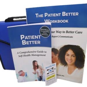 Patient Better Health Management Starter Kit 860000514644, including a comprehensive guide, workbook, security key, and carrying case.