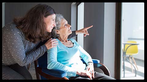 young woman showing senior memory loss patient better