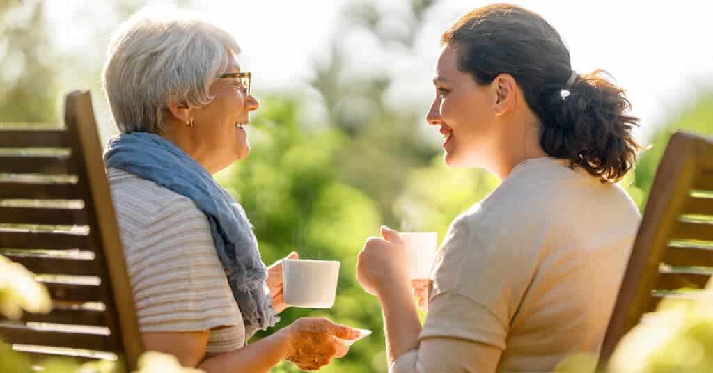 This image depicts an elderly woman and her caregiver spending quality time together showing caregiver appreciation.