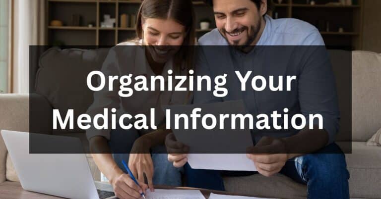 An older man and a younger man reviewing medical bills together, representing managing healthcare costs and insurance and helping patients understand expenses and coverage.