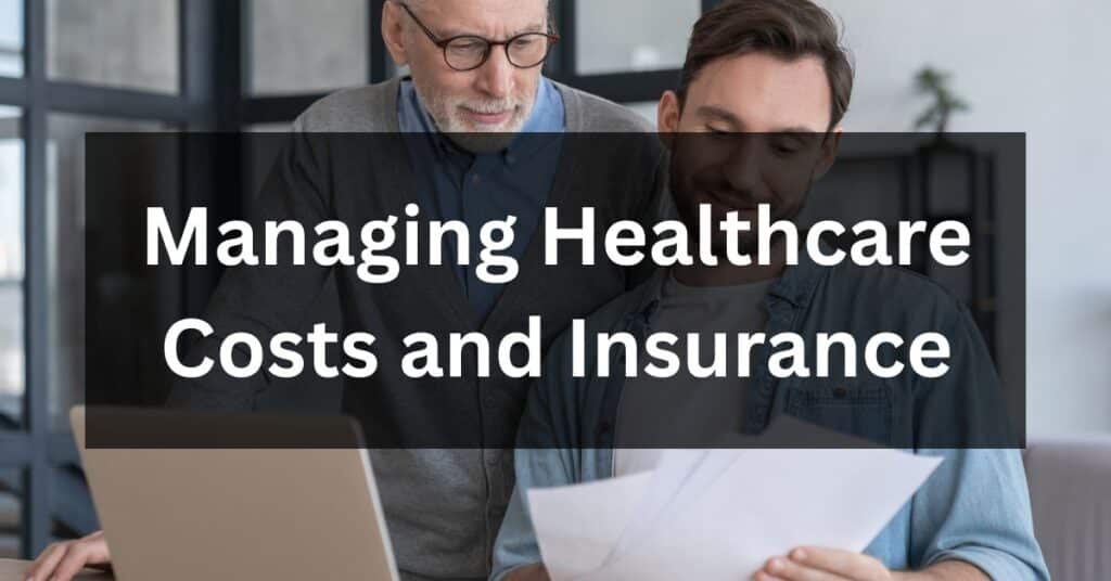 Two people reviewing paperwork at a desk, illustrating the challenges of managing healthcare costs and insurance.