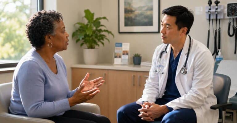 How to talk to your provider about your concerns: patient discussing health concerns with a primary care provider during an office visit